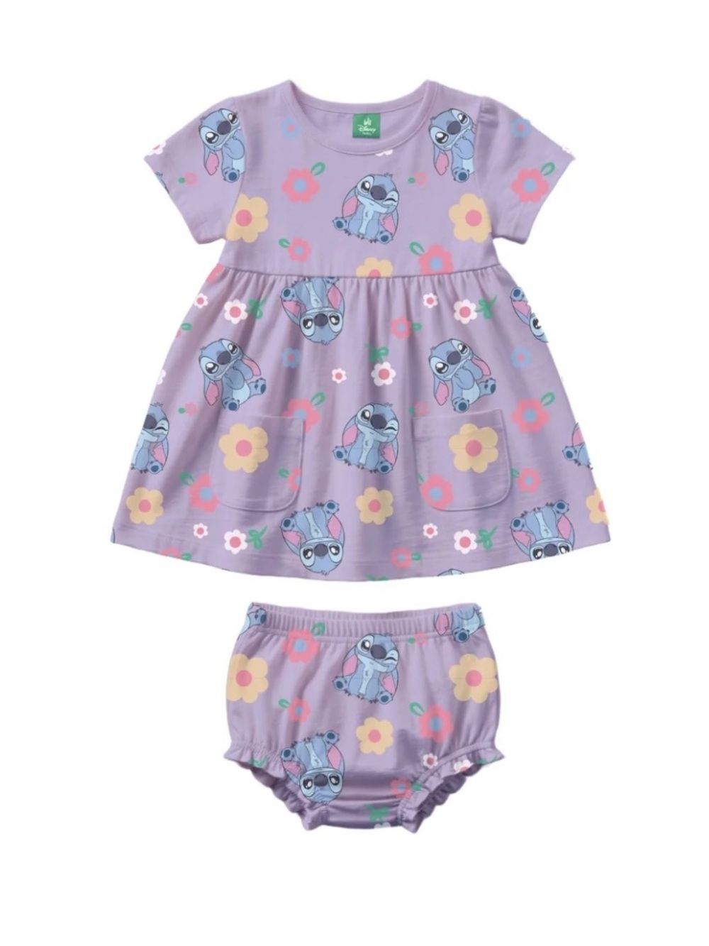 Disney Stitch Baby Girl Viscose Bamboo French Terry Floral  Dress And Panty Set - Picture 4 of 10